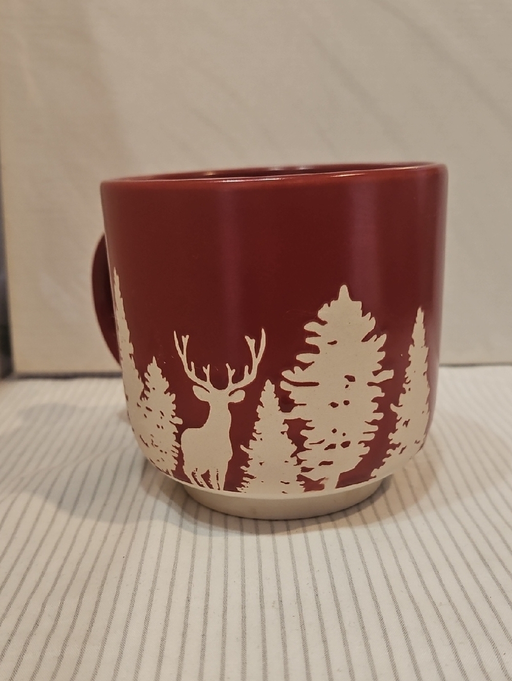 Rustic Red Deer Forest Ceramic Mug - Red